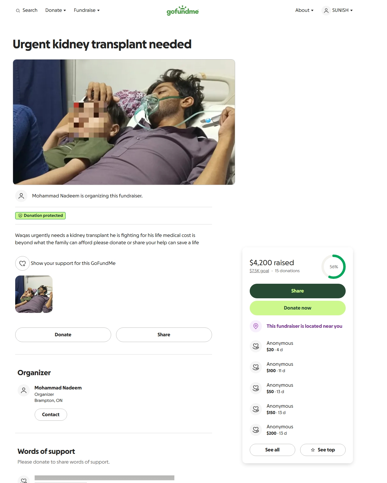 Compassion in Action GoFundMe screenshot 1